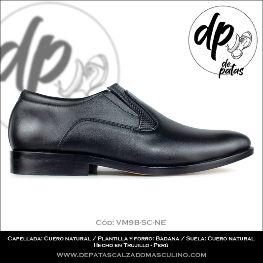 Mocasín de vestir full cuero/badana y suela de cuero (VM9B-SC-NE) horma grande