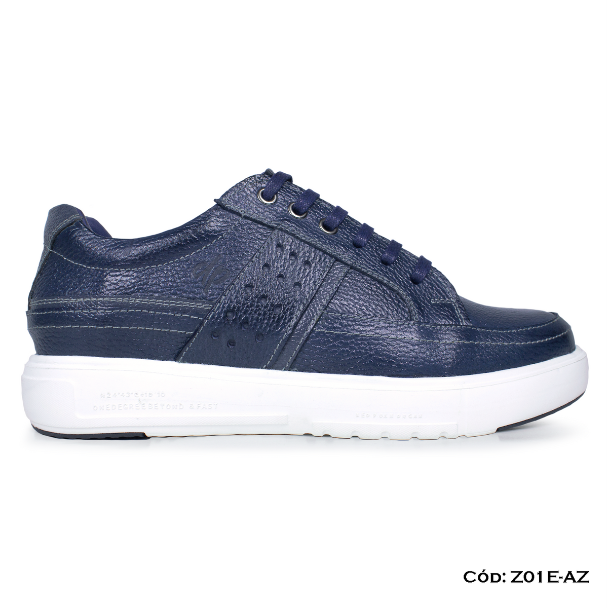 (Z01E-AZ) Zapatilla azul de cuero para hombre, urbano, full badana, suela EVA, horma exacta | de patas