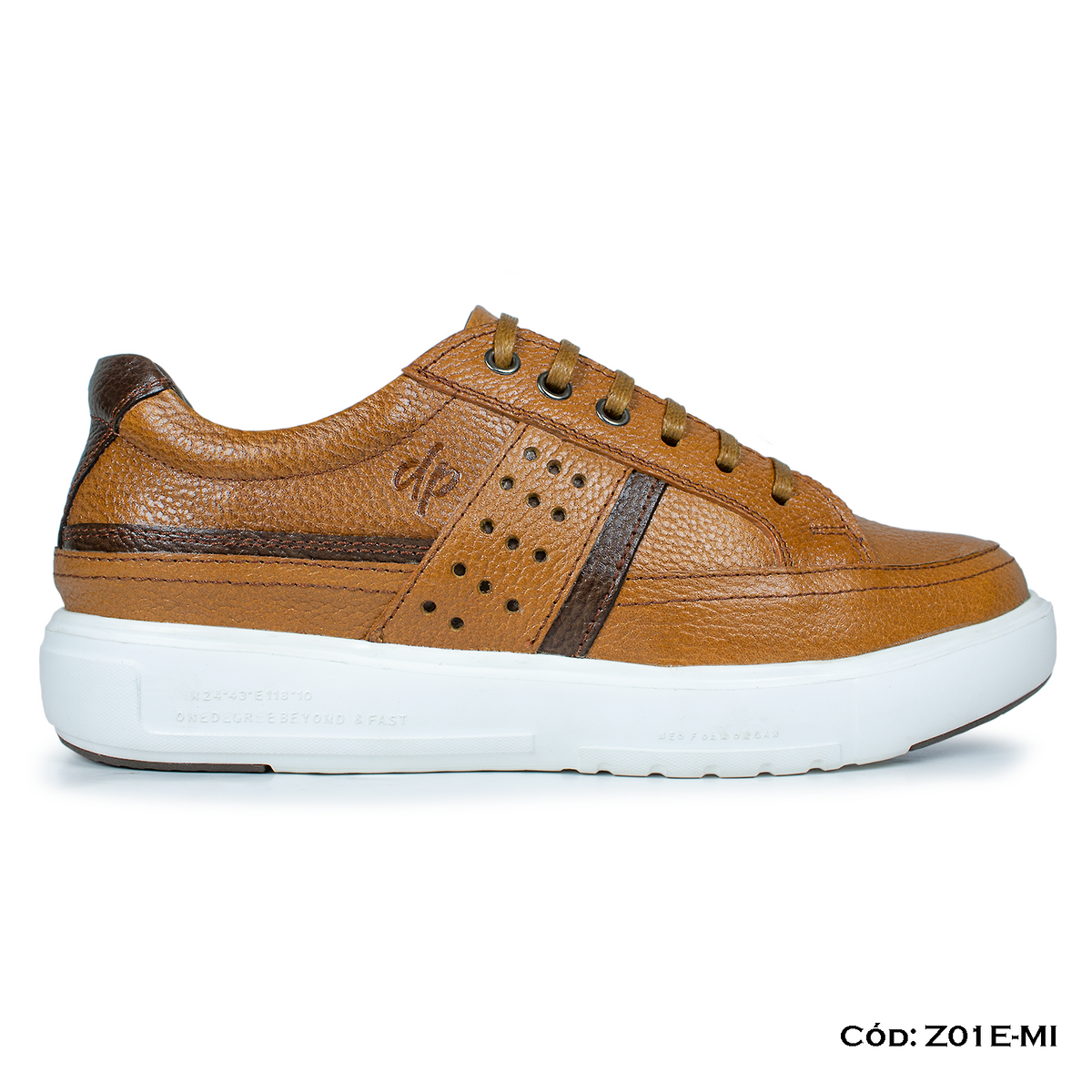 (Z01E-MI) Zapatilla miel de cuero para hombre, urbano, full badana, suela EVA, horma exacta | de patas