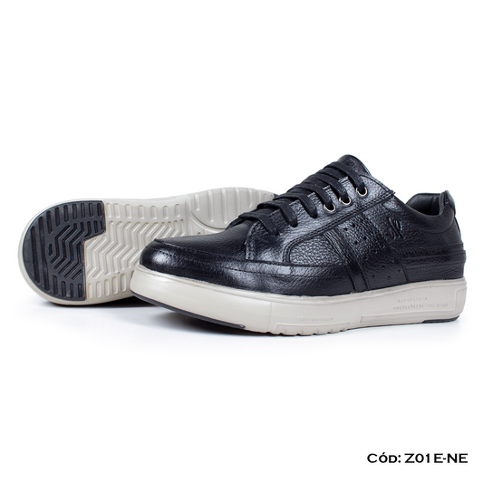 (Z01E-NE) Zapatilla de cuero para hombre, urbano, full badana, suela EVA, horma exacta
