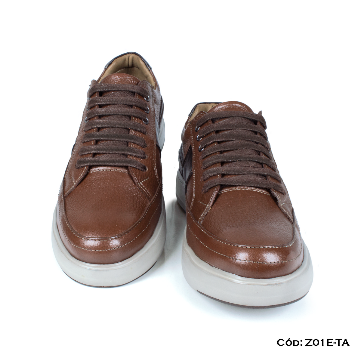 Zapatilla masculina de cuero floater tabaco, horma exacta y suela EVA corrida, calzado artesanal peruano

